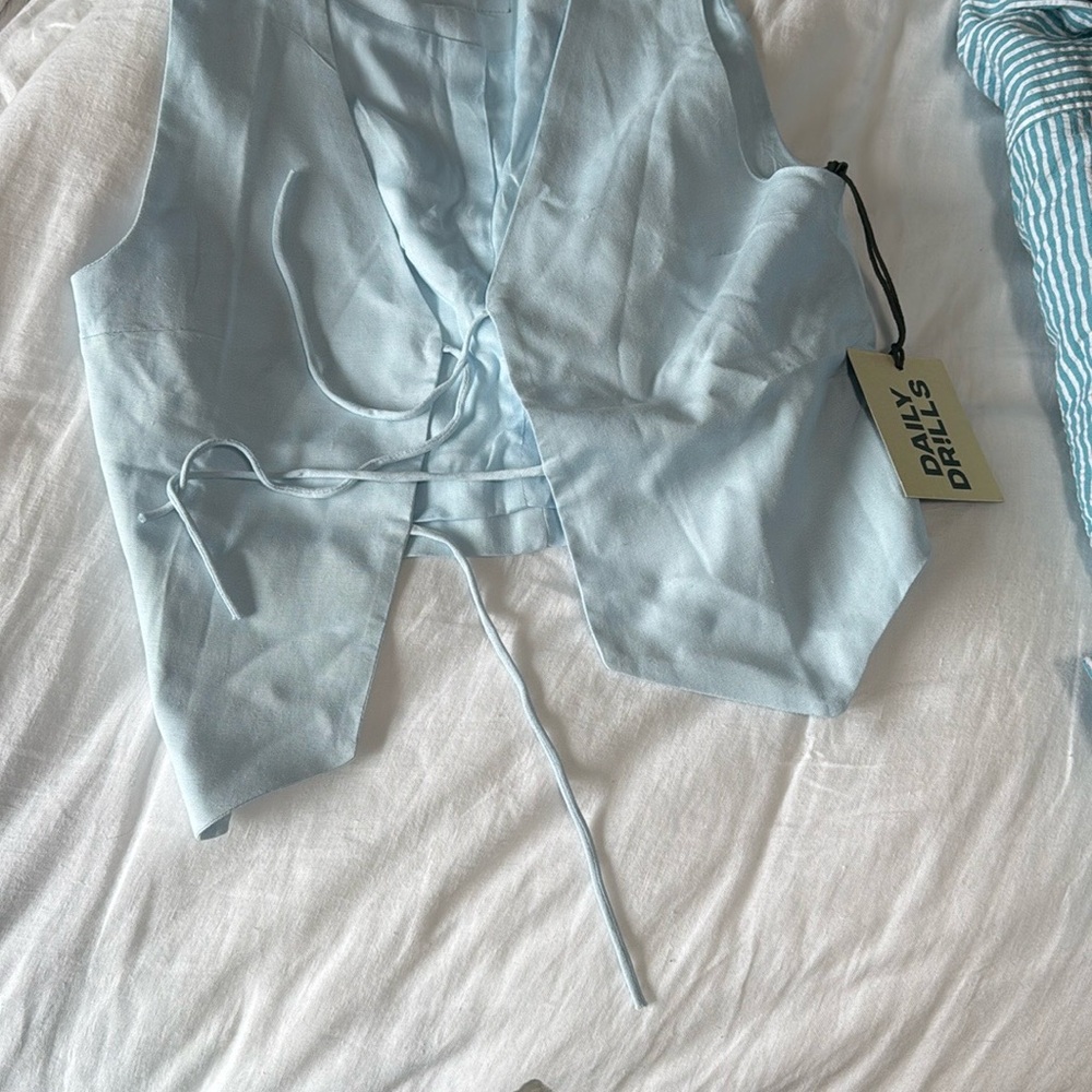 Daily Drills Sky Blue Tie-Front Top